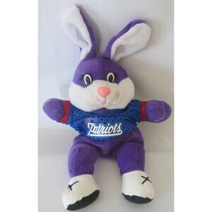 Vintage New England Patriots Bunny Stuffed Animal NFL 1997 8" Toy Plush